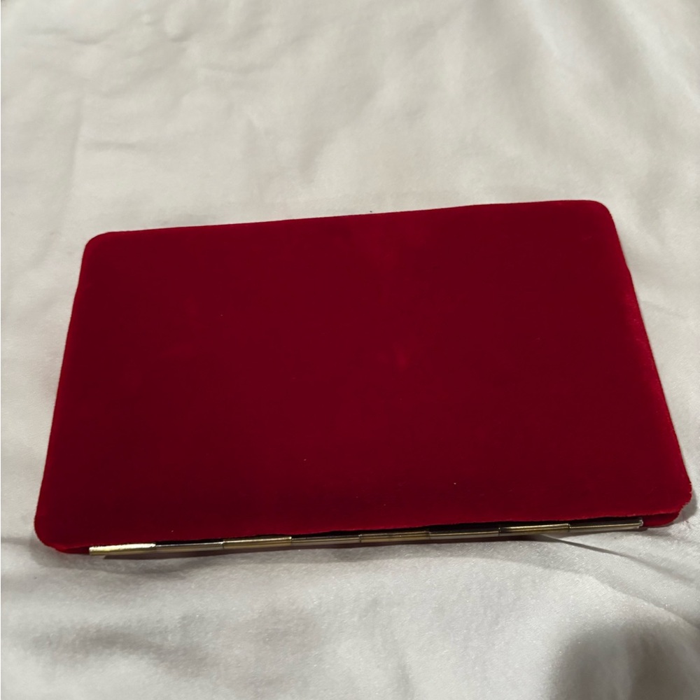Red Clutch with Rhinestone Accent - Picture 5 of 10